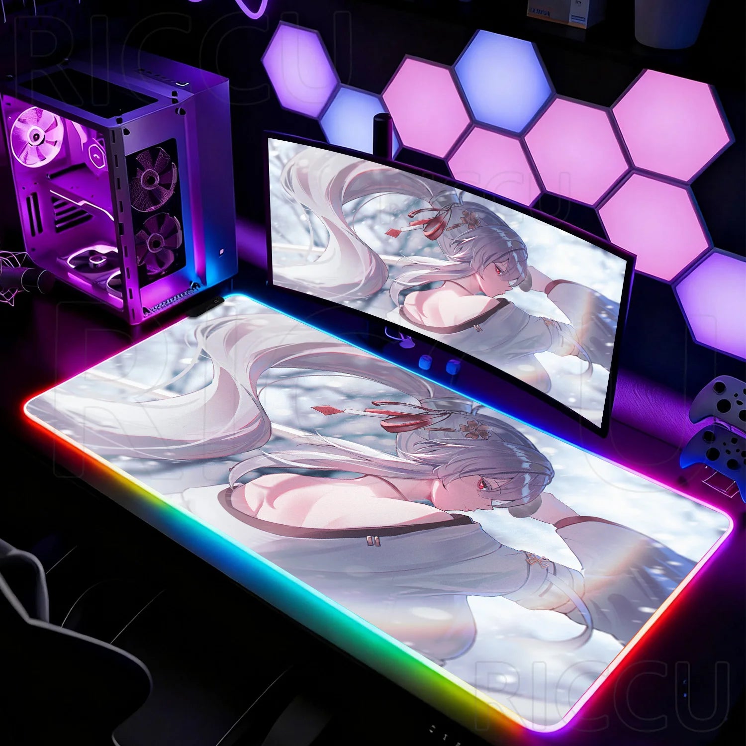 Otaku Forge · Wuthering Waves Hiyuki XXL Gaming Desk Mat — HD Print