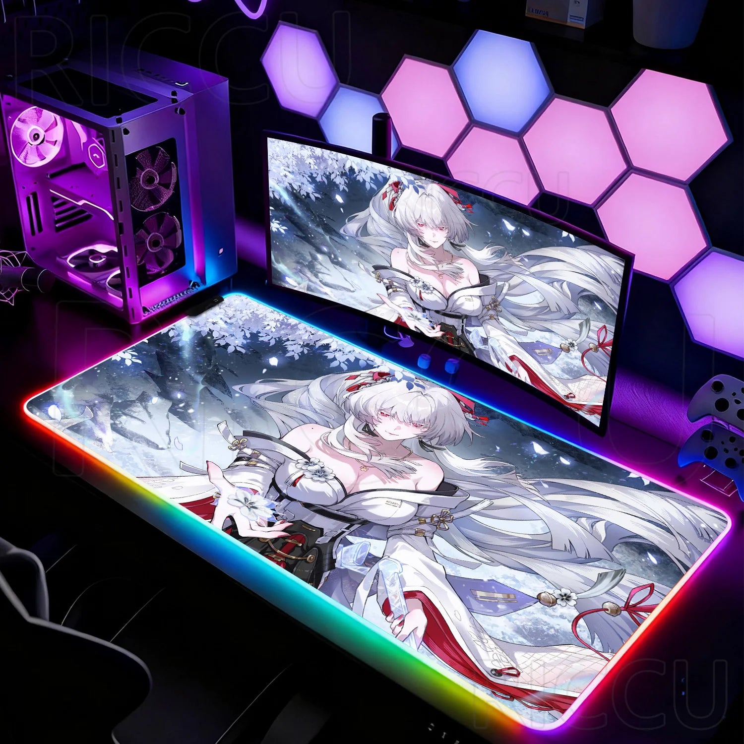 Otaku Forge · Wuthering Waves Hiyuki XXL Gaming Desk Mat — HD Print