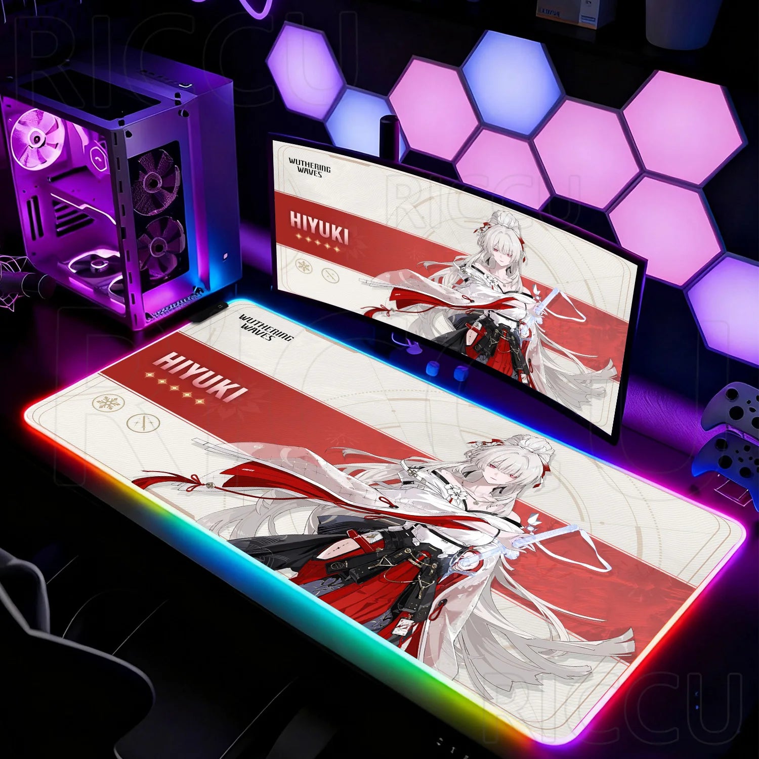 Otaku Forge · Wuthering Waves Hiyuki XXL Gaming Desk Mat — HD Print