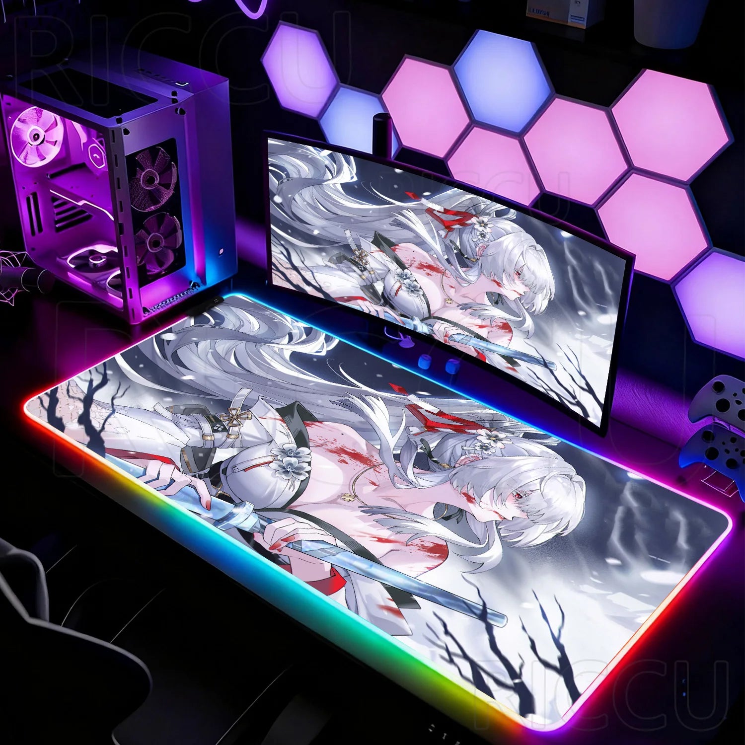 Otaku Forge · Wuthering Waves Hiyuki XXL Gaming Desk Mat — HD Print